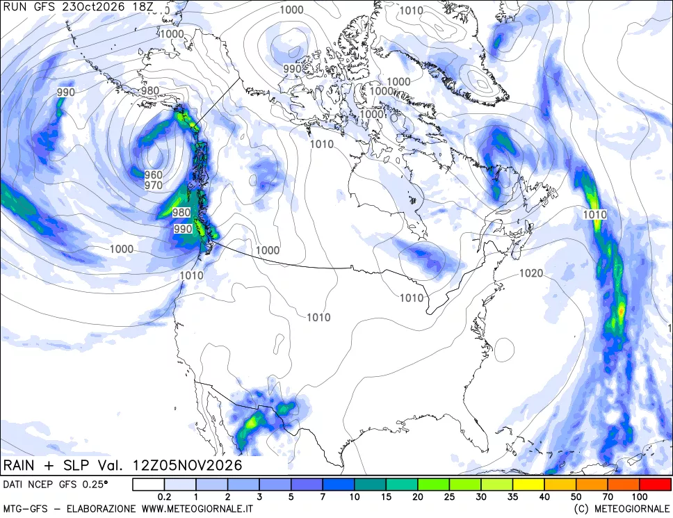 mappa Precipitazioni e pressione SLM