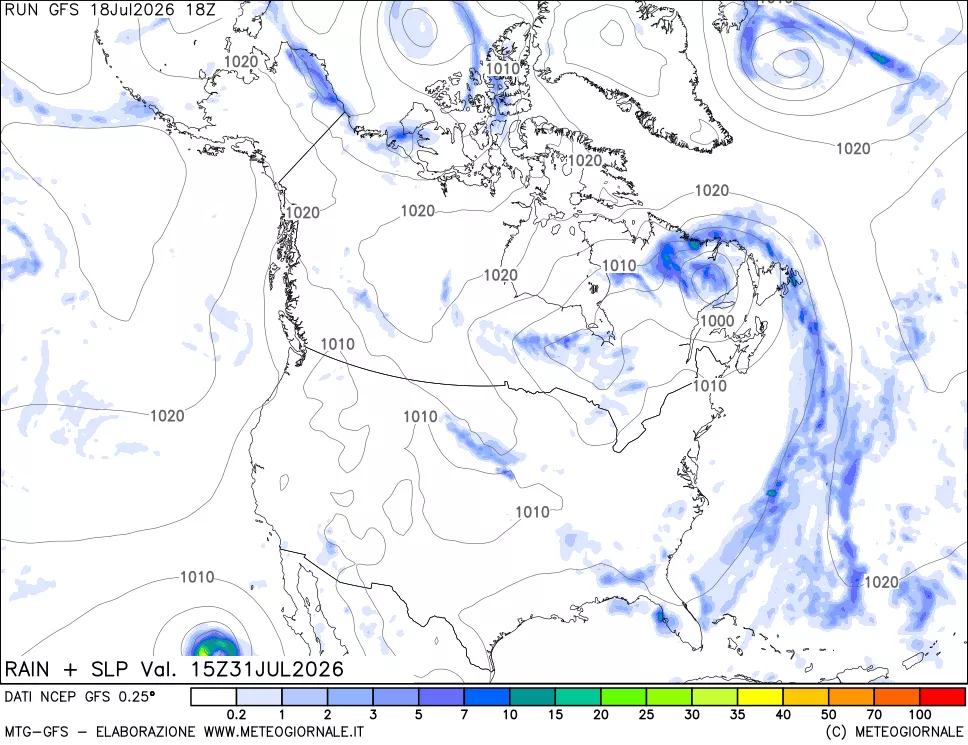mappa Precipitazioni e pressione SLM