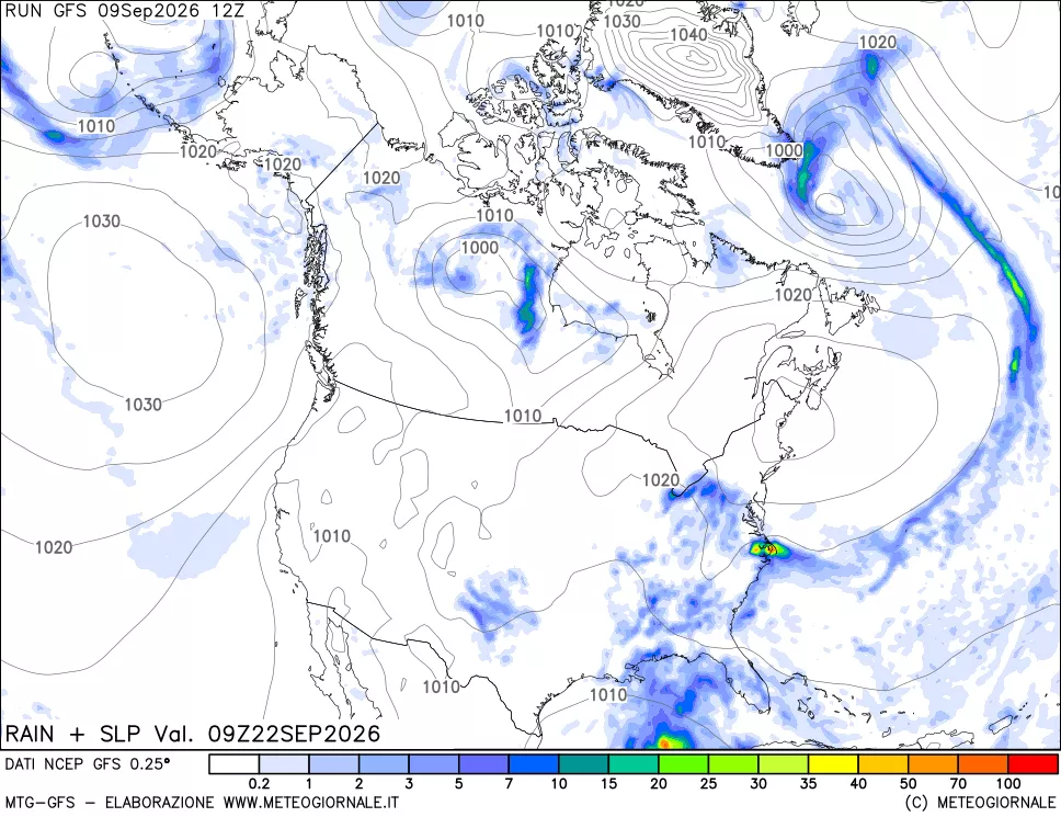 mappa Precipitazioni e pressione SLM
