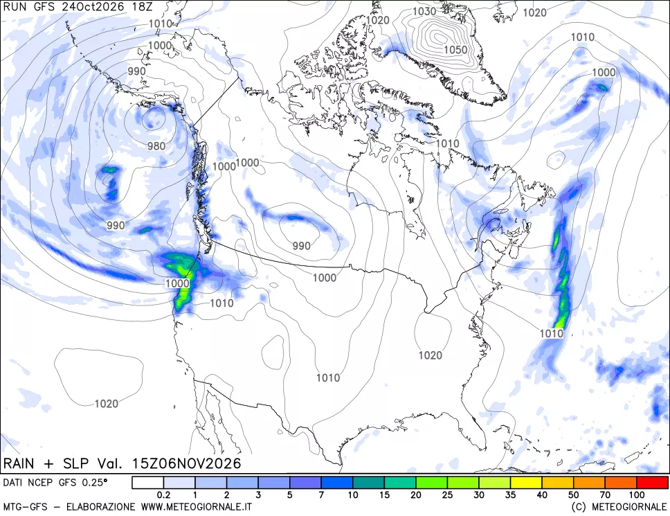 mappa Precipitazioni e pressione SLM