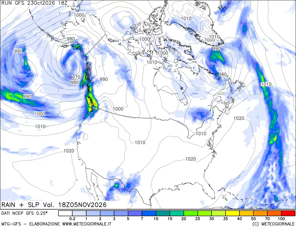 mappa Precipitazioni e pressione SLM