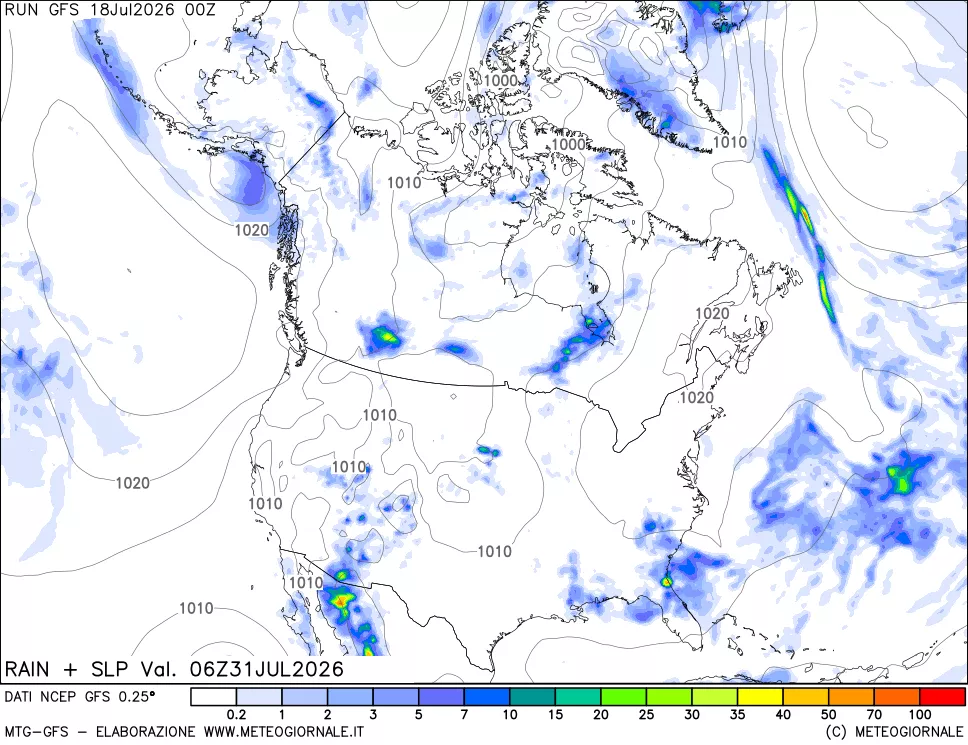 mappa Precipitazioni e pressione SLM