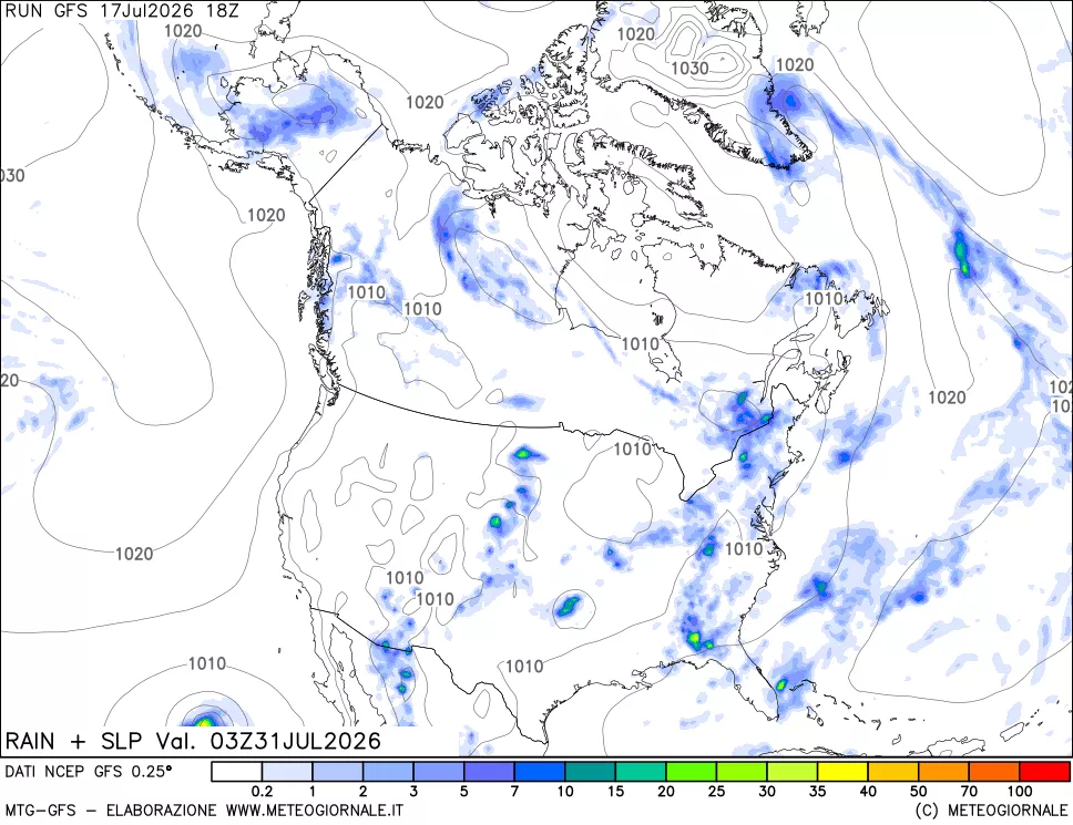 mappa Precipitazioni e pressione SLM