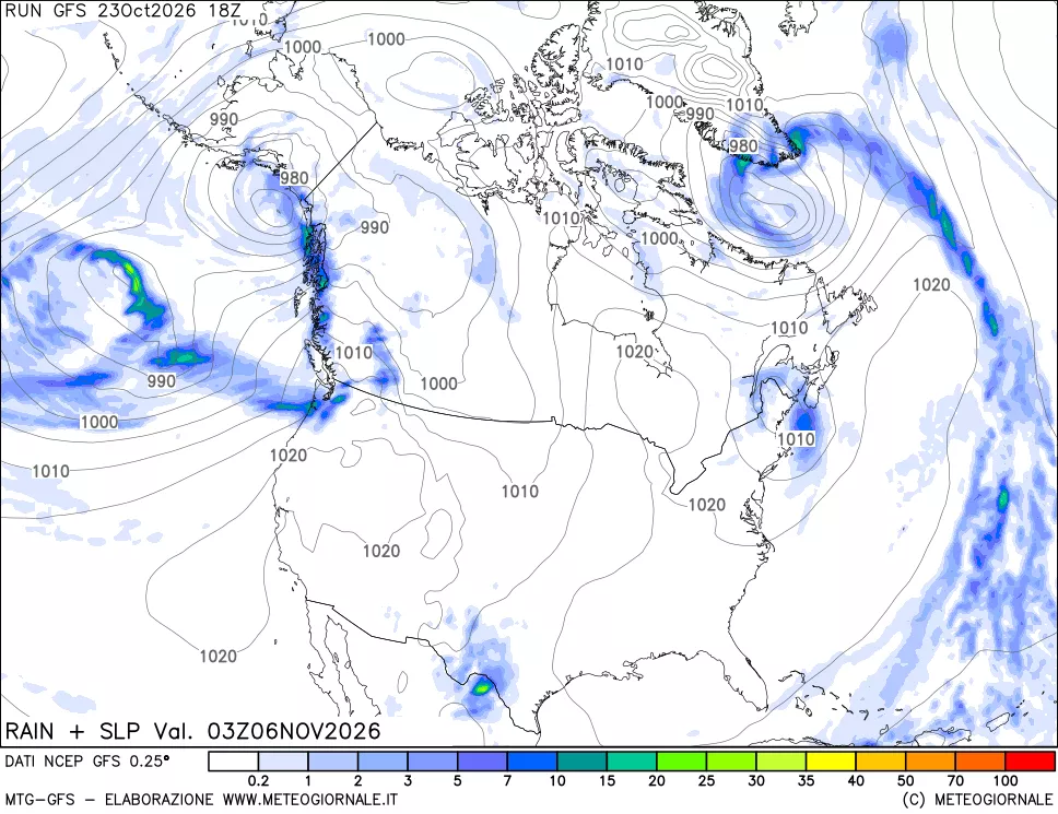 mappa Precipitazioni e pressione SLM