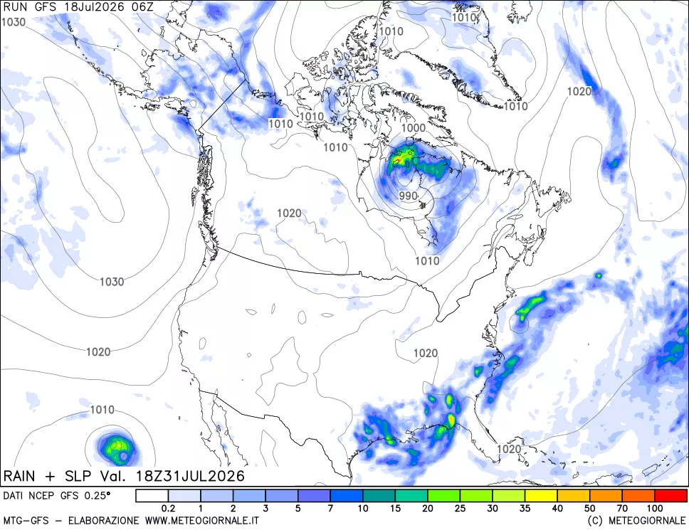 mappa Precipitazioni e pressione SLM