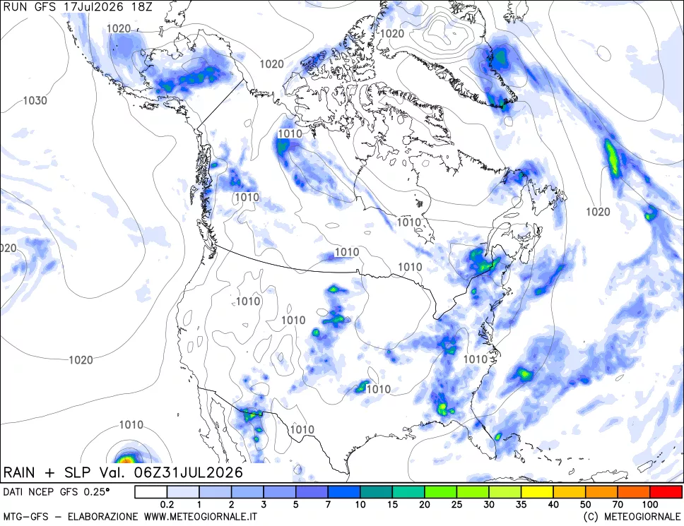 mappa Precipitazioni e pressione SLM