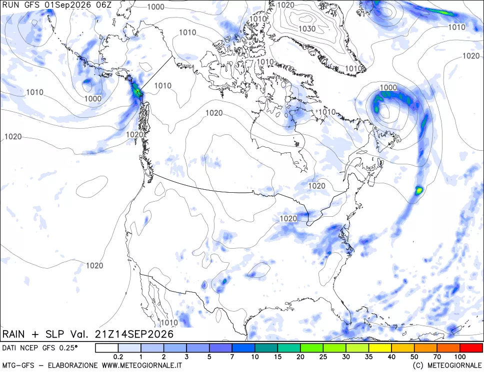 mappa Precipitazioni e pressione SLM