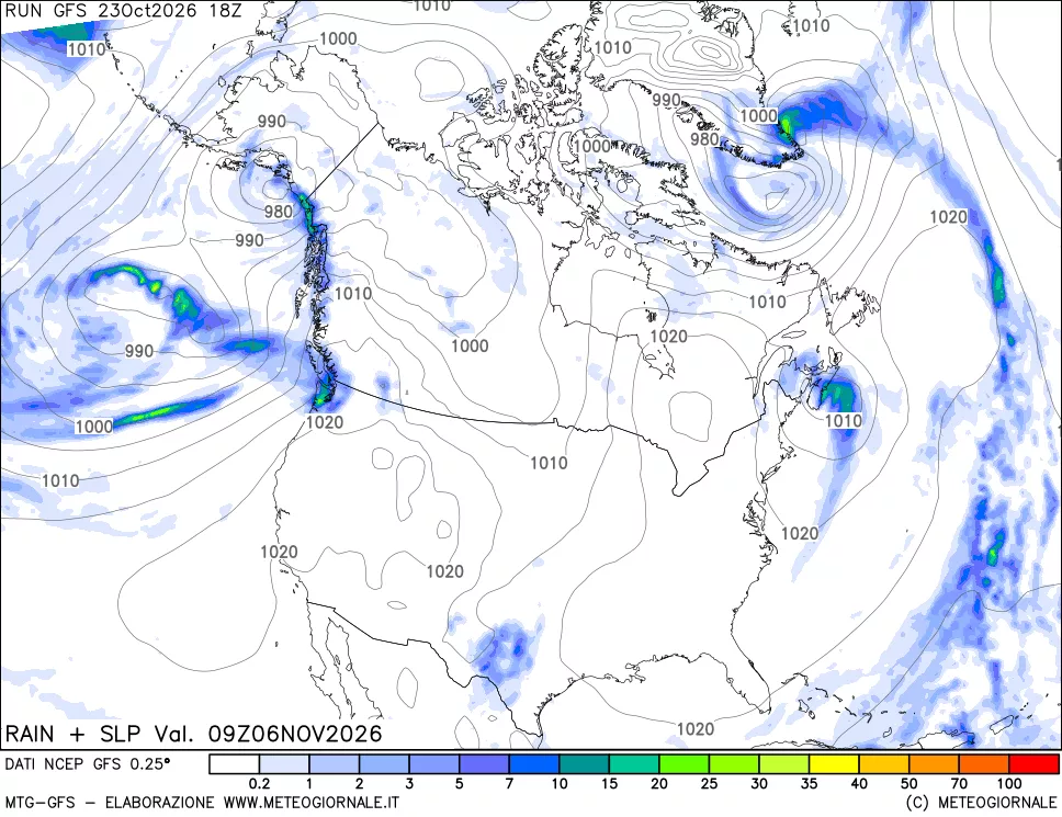 mappa Precipitazioni e pressione SLM