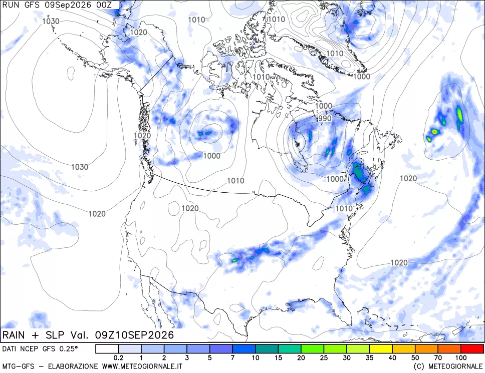 mappa Precipitazioni e pressione SLM