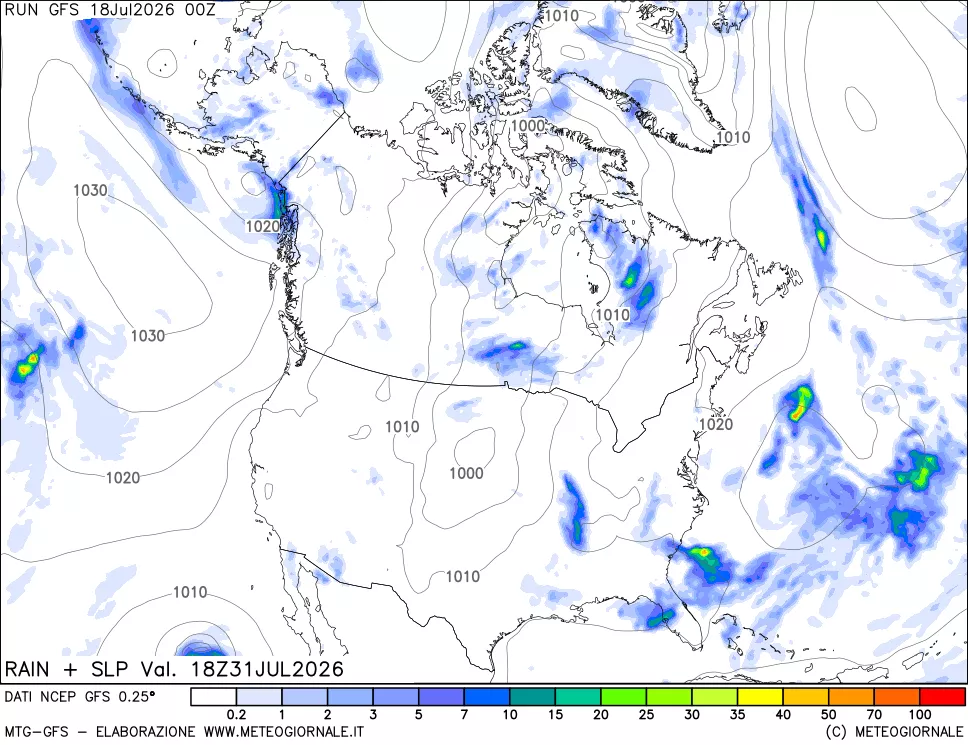 mappa Precipitazioni e pressione SLM