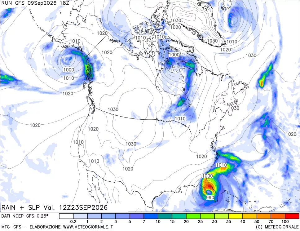 mappa Precipitazioni e pressione SLM