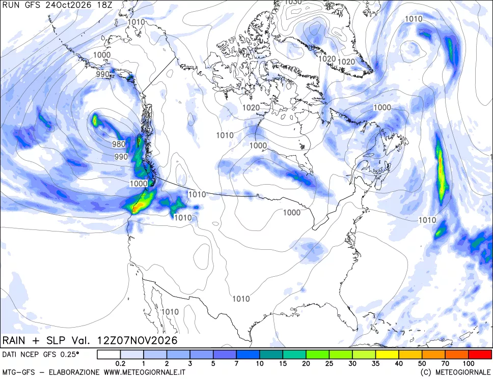 mappa Precipitazioni e pressione SLM