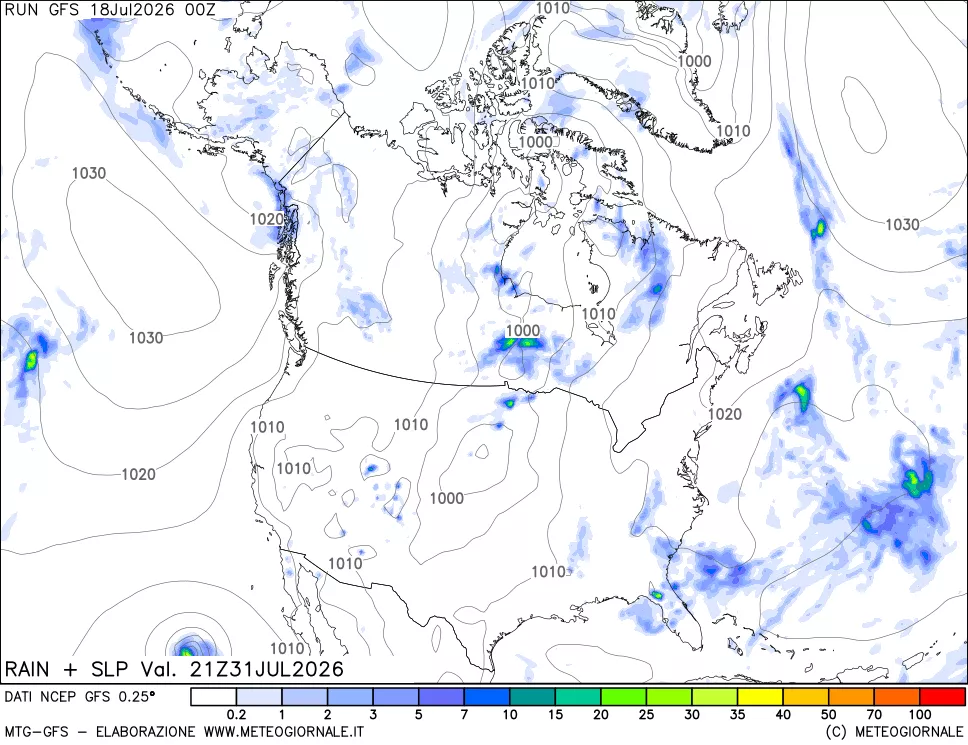 mappa Precipitazioni e pressione SLM