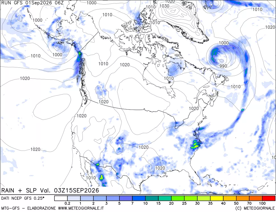 mappa Precipitazioni e pressione SLM