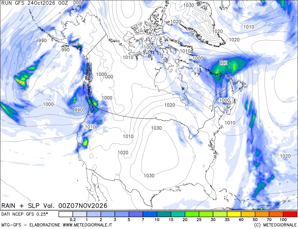 mappa Precipitazioni e pressione SLM