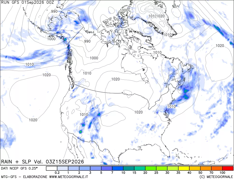 mappa Precipitazioni e pressione SLM