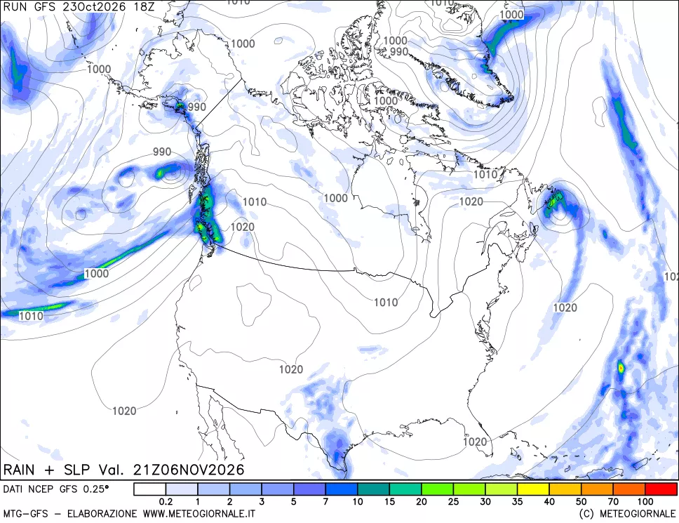 mappa Precipitazioni e pressione SLM
