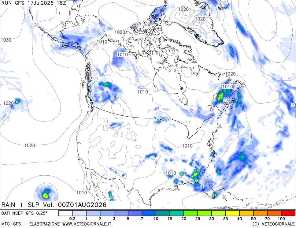 mappa Precipitazioni e pressione SLM