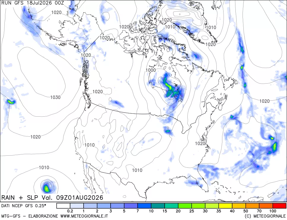 mappa Precipitazioni e pressione SLM