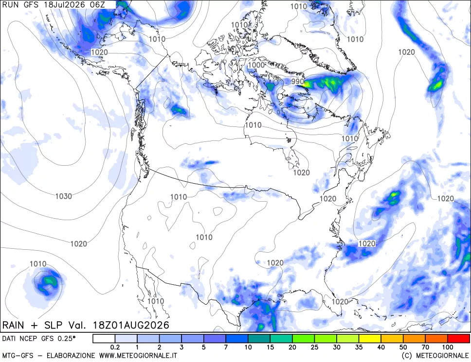 mappa Precipitazioni e pressione SLM