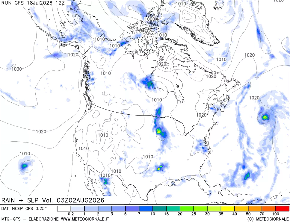 mappa Precipitazioni e pressione SLM
