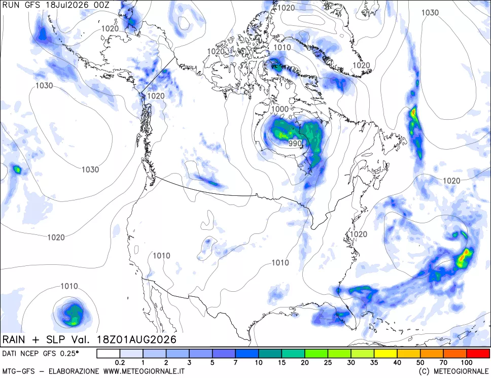 mappa Precipitazioni e pressione SLM