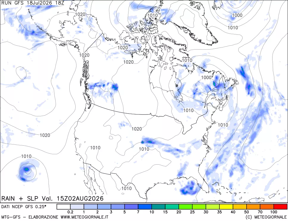 mappa Precipitazioni e pressione SLM