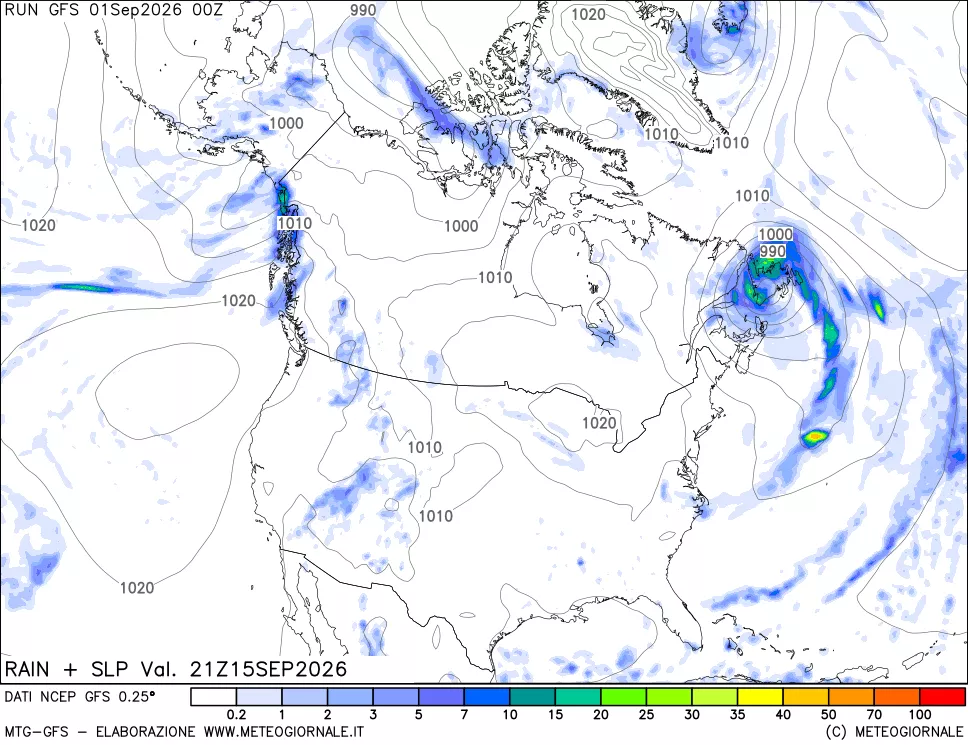 mappa Precipitazioni e pressione SLM
