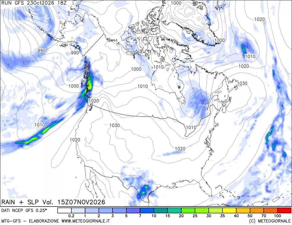 mappa Precipitazioni e pressione SLM