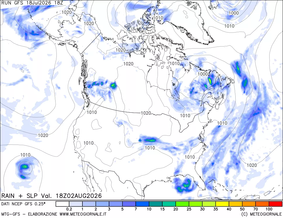 mappa Precipitazioni e pressione SLM