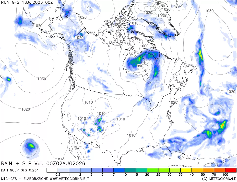 mappa Precipitazioni e pressione SLM