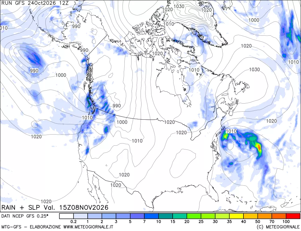 mappa Precipitazioni e pressione SLM