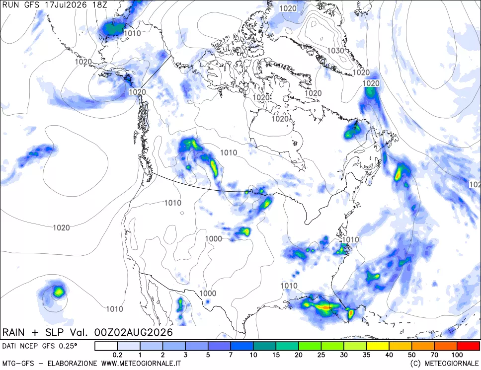 mappa Precipitazioni e pressione SLM