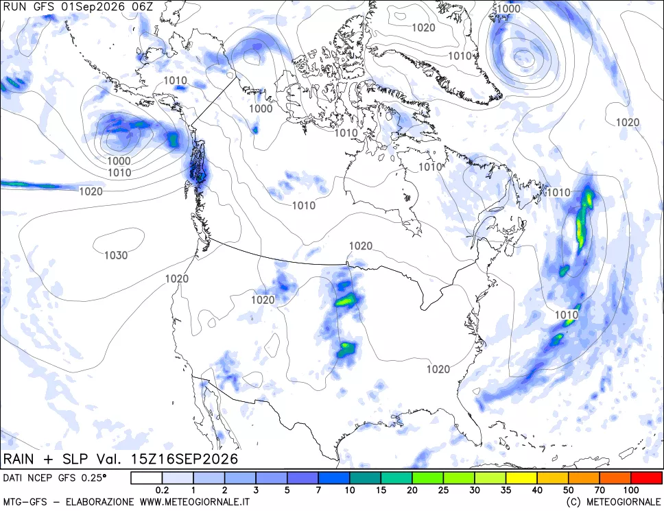 mappa Precipitazioni e pressione SLM