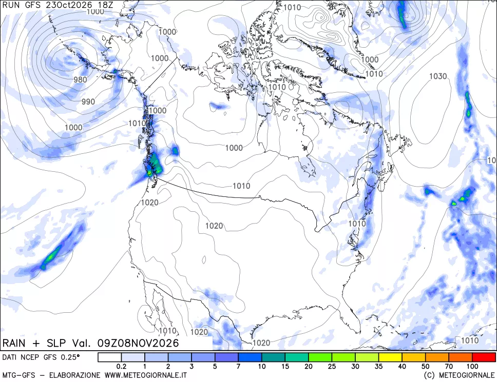 mappa Precipitazioni e pressione SLM