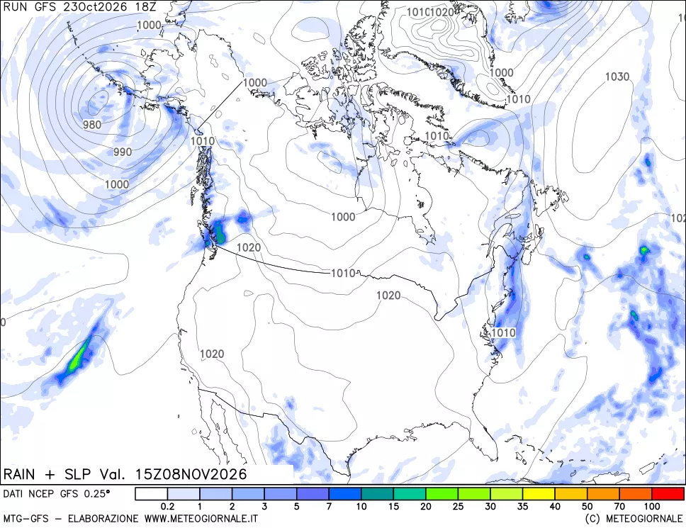 mappa Precipitazioni e pressione SLM