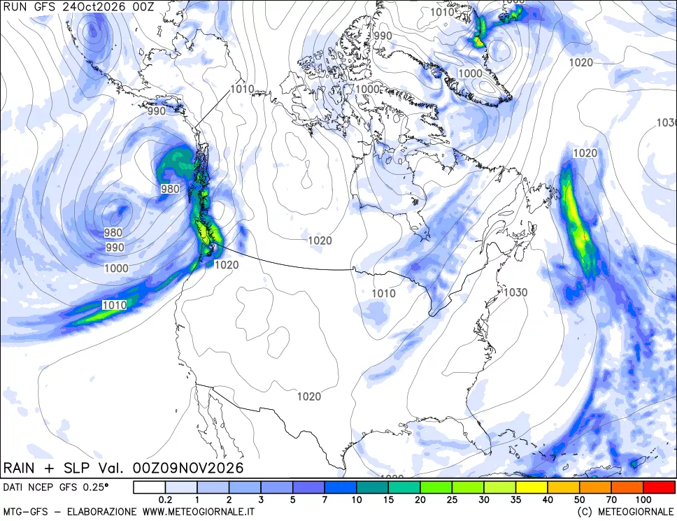 mappa Precipitazioni e pressione SLM