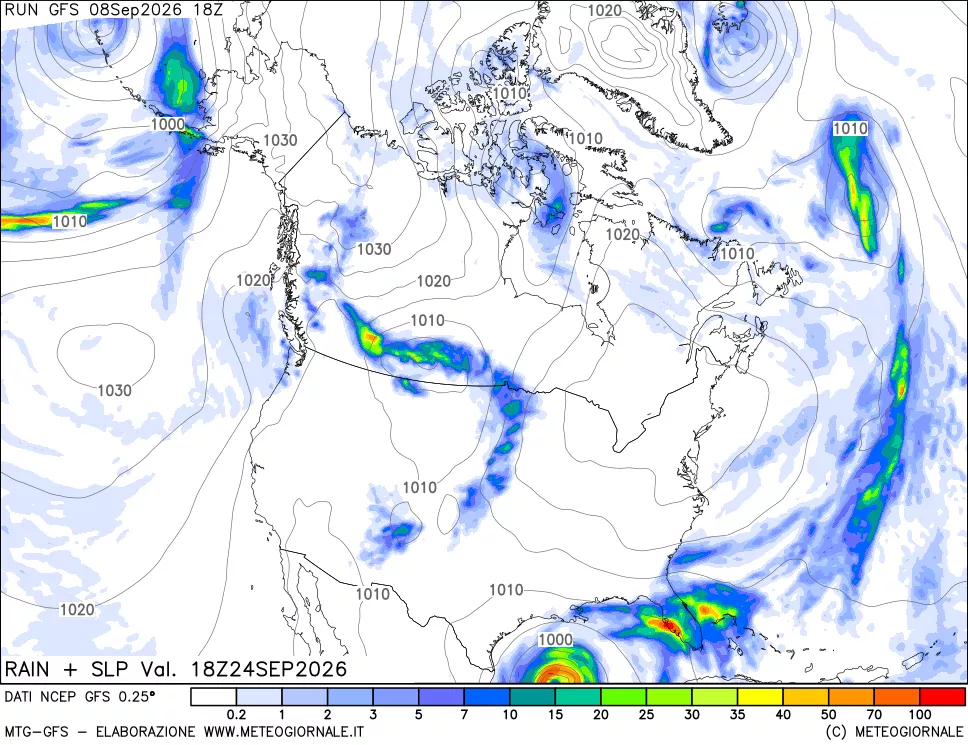 mappa Precipitazioni e pressione SLM