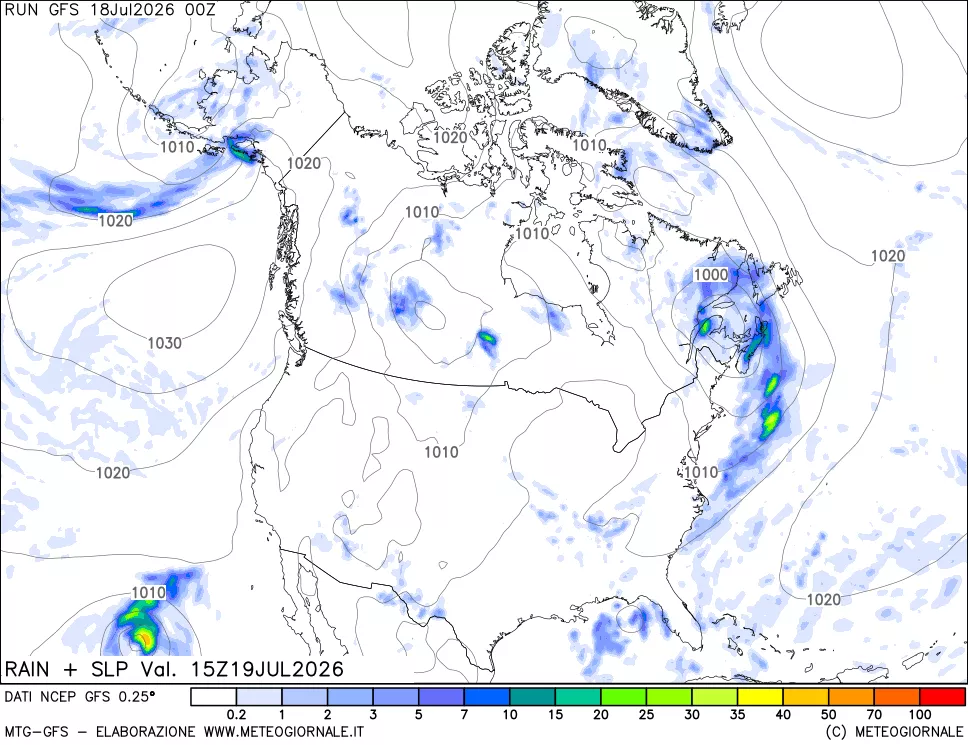 mappa Precipitazioni e pressione SLM
