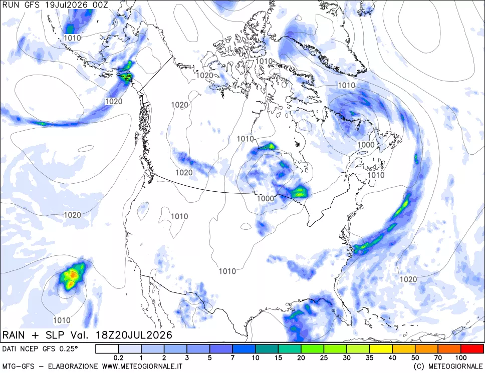 mappa Precipitazioni e pressione SLM