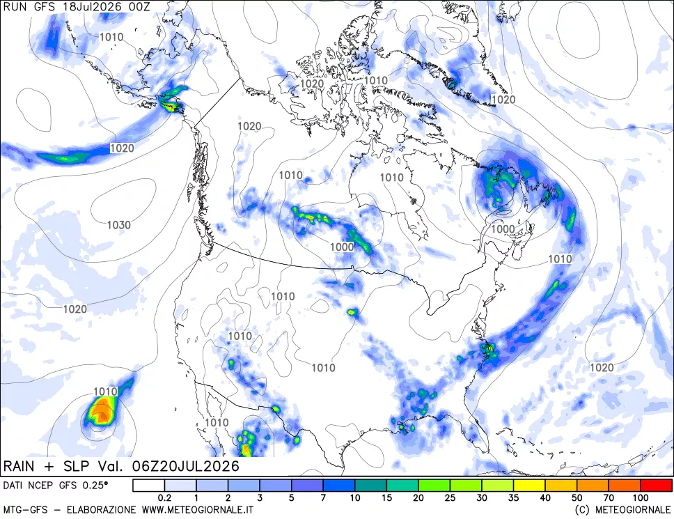 mappa Precipitazioni e pressione SLM