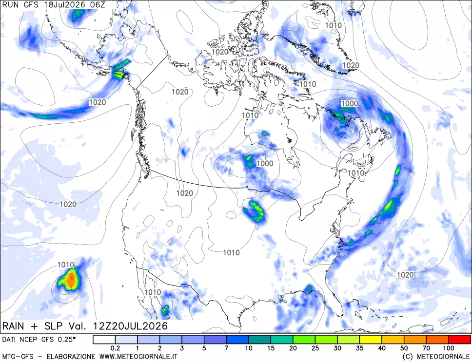 mappa Precipitazioni e pressione SLM