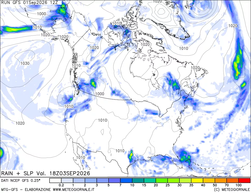 mappa Precipitazioni e pressione SLM