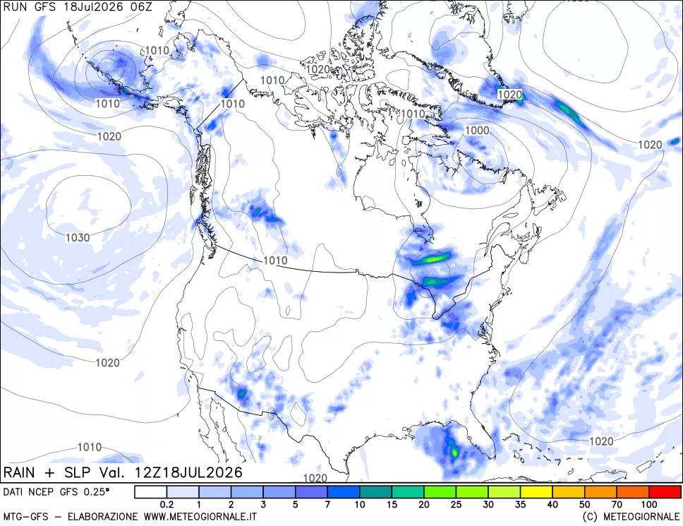 mappa Precipitazioni e pressione SLM