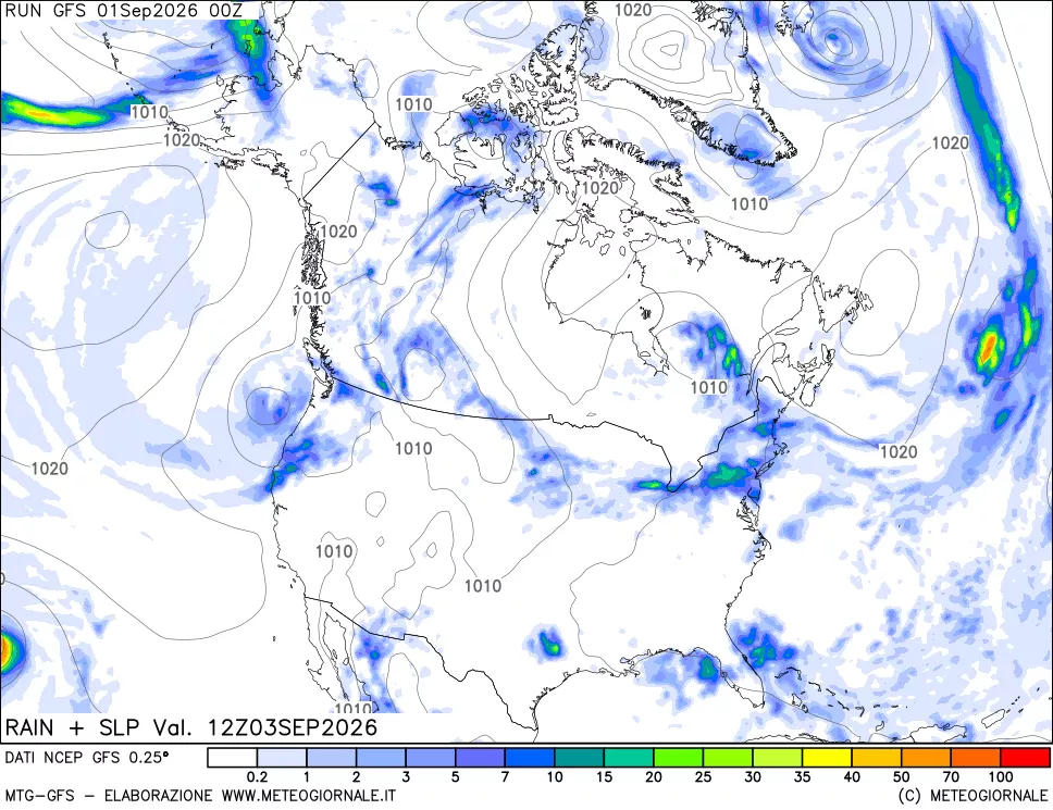 mappa Precipitazioni e pressione SLM