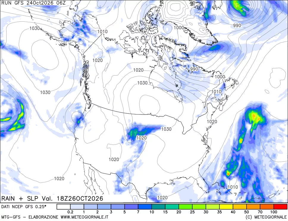 mappa Precipitazioni e pressione SLM