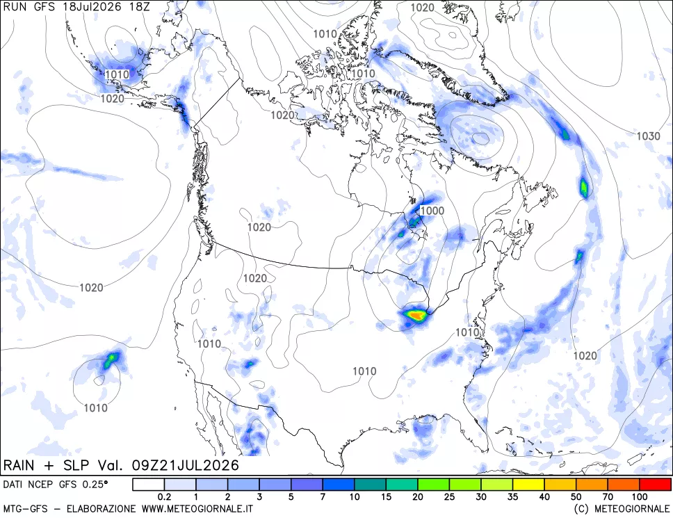 mappa Precipitazioni e pressione SLM