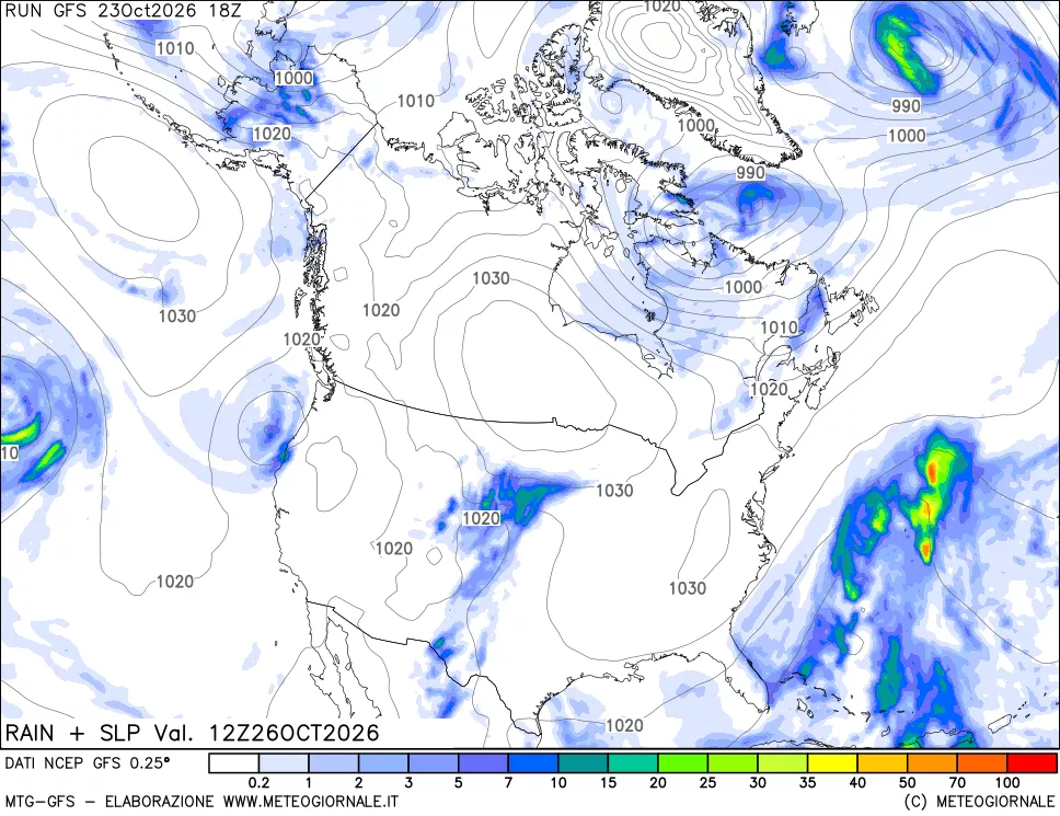 mappa Precipitazioni e pressione SLM