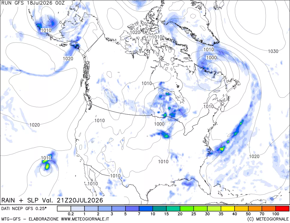 mappa Precipitazioni e pressione SLM