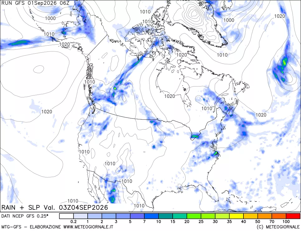 mappa Precipitazioni e pressione SLM